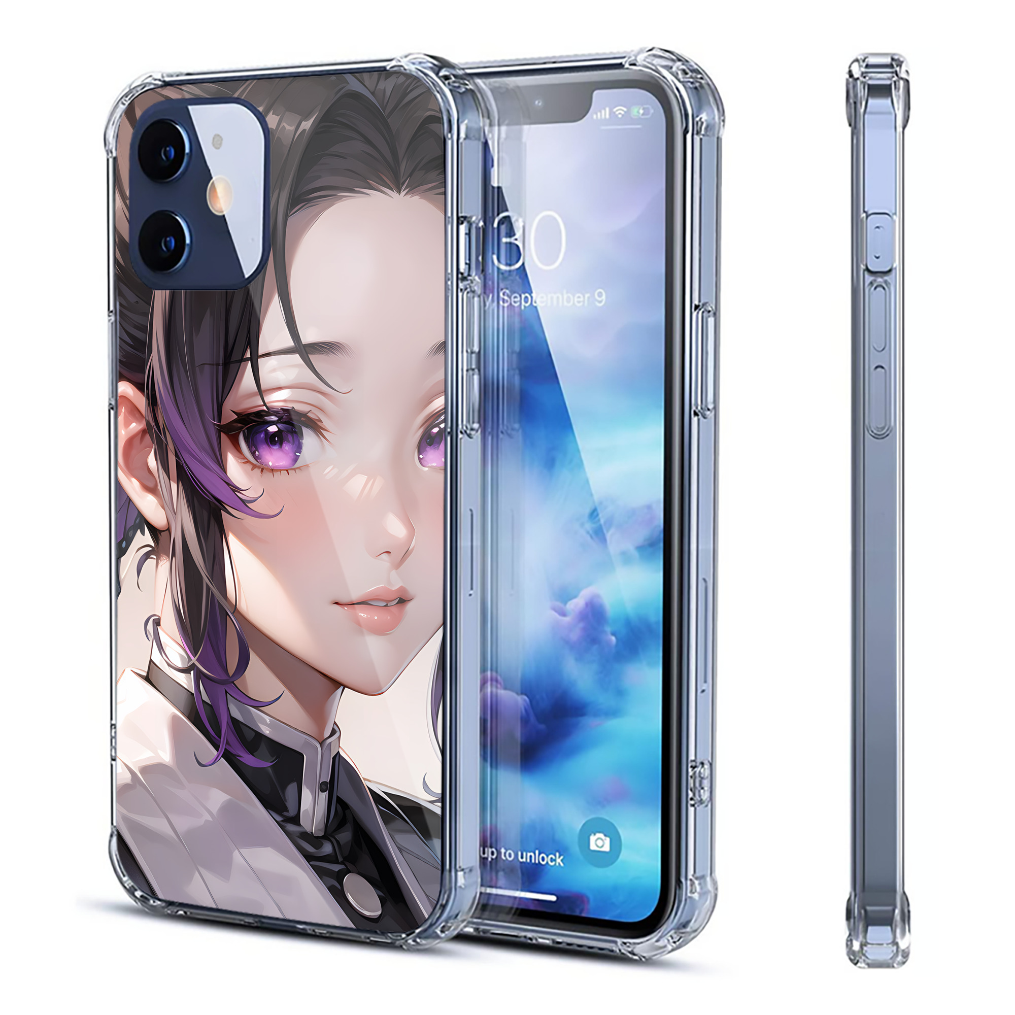 （画像用） 鬼滅の刃（きめつのやいば）蟲柱-胡蝶 しのぶ／こちょう しのぶ Kochou Shinobu 【iPhone 12シリーズ対応】透明スマホケース（クリアソフトケース）